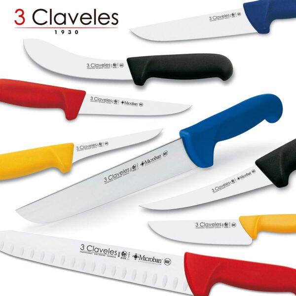 CUCHILLO 3 CLAVELES. 15 CM. MANGO NEGRO